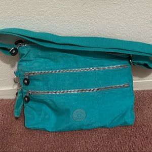 Kipling teal aqua zippered crossbody bag